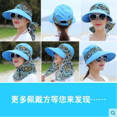 户外透气防晒面罩防紫外线女口罩围巾夏季骑电动车护脸颈遮太阳帽