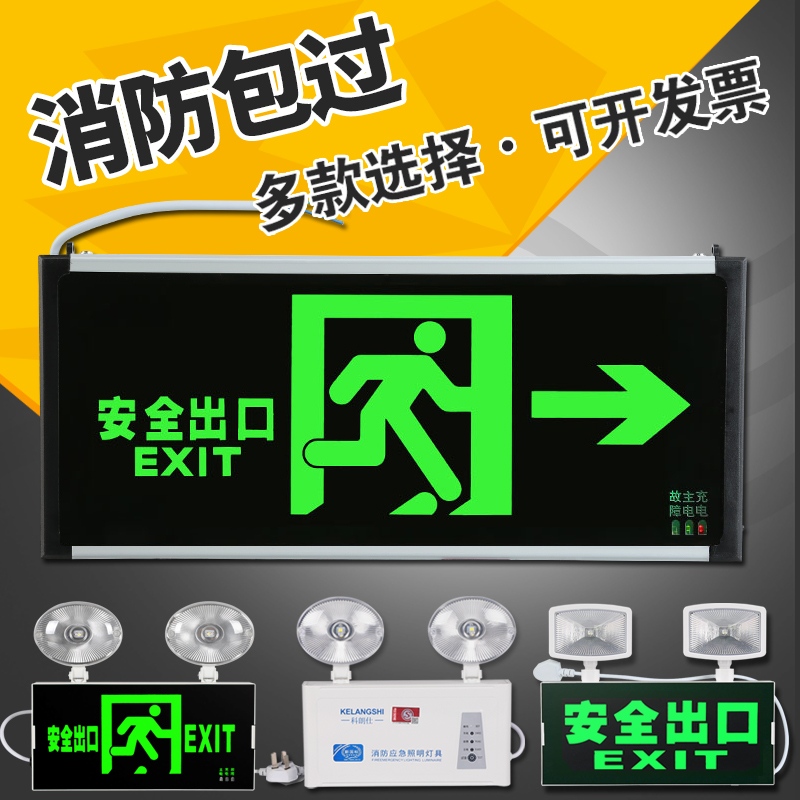 新国标消防应急灯安全出口指示灯疏散通道二合一指示牌应急照明灯-图0