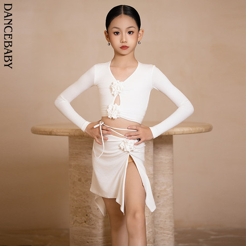 Dancebaby拉丁舞服2026新款练功服国标舞春季螺纹舞蹈上衣DAS791 - 图0