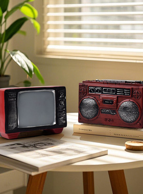 跨境复古电视电话机收音机树脂工艺品摆件模型家居咖啡厅布景装饰