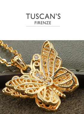 TUSCAN'S 镀金轻奢项链镶嵌蝴蝶吊坠女士首饰女项链