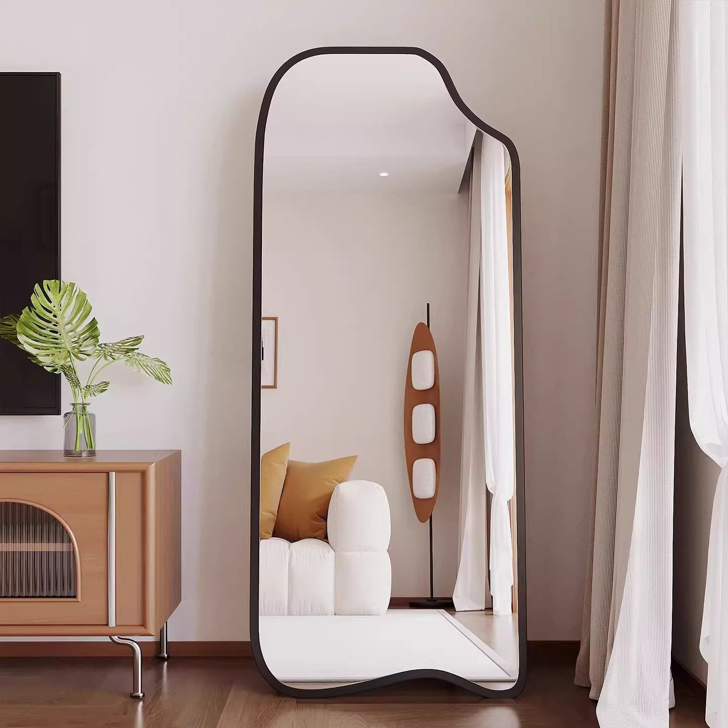 全身镜落地镜中古风穿衣镜家用壁挂式异形挂墙镜子女生卧室试衣镜,淘宝优惠券,粉丝福利购,淘宝优惠卷