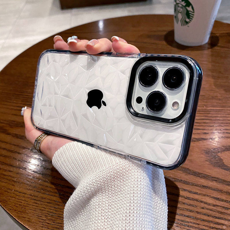 钻石纹适用苹果13promax手机壳透明iPhone11全包防摔12pro硅胶78p