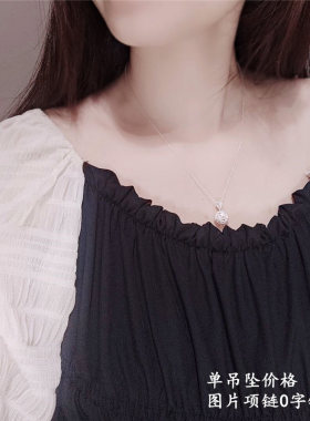 通体纯银999简约圆珠圆球项链女足银镂空花纹球形吊坠项坠玲珑