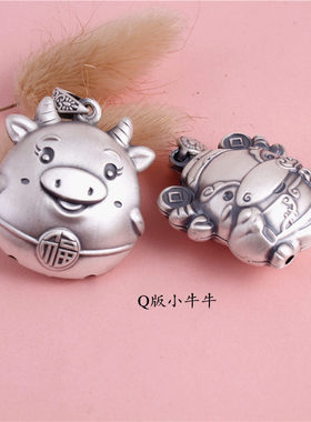 999足银复古立体银饰纯银生肖牛