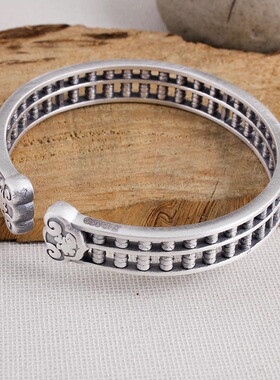 银手镯吉祥如意算盘对口送男友