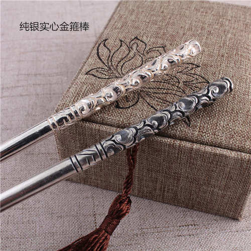 如意金箍棒银棒孙悟空999纯银男士齐天大圣搅拌棒纯手工复古手棍 - 图1