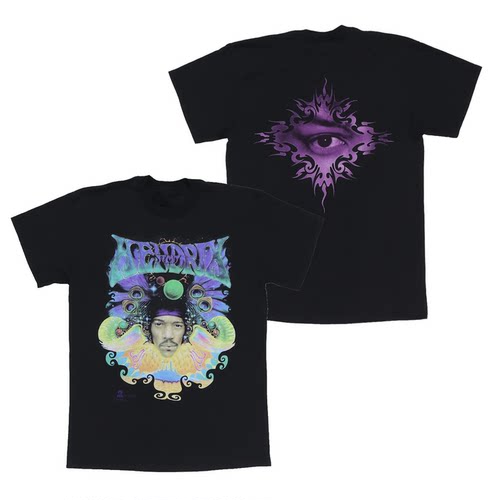 Jimi Hendrix吉米亨德里克斯迷幻摇滚电吉他美式高街宽松短袖T恤 - 图0