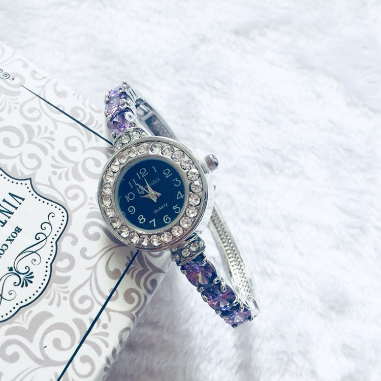 新款日韩手镯镶锆石满钻百搭手表 丹维拉手镯