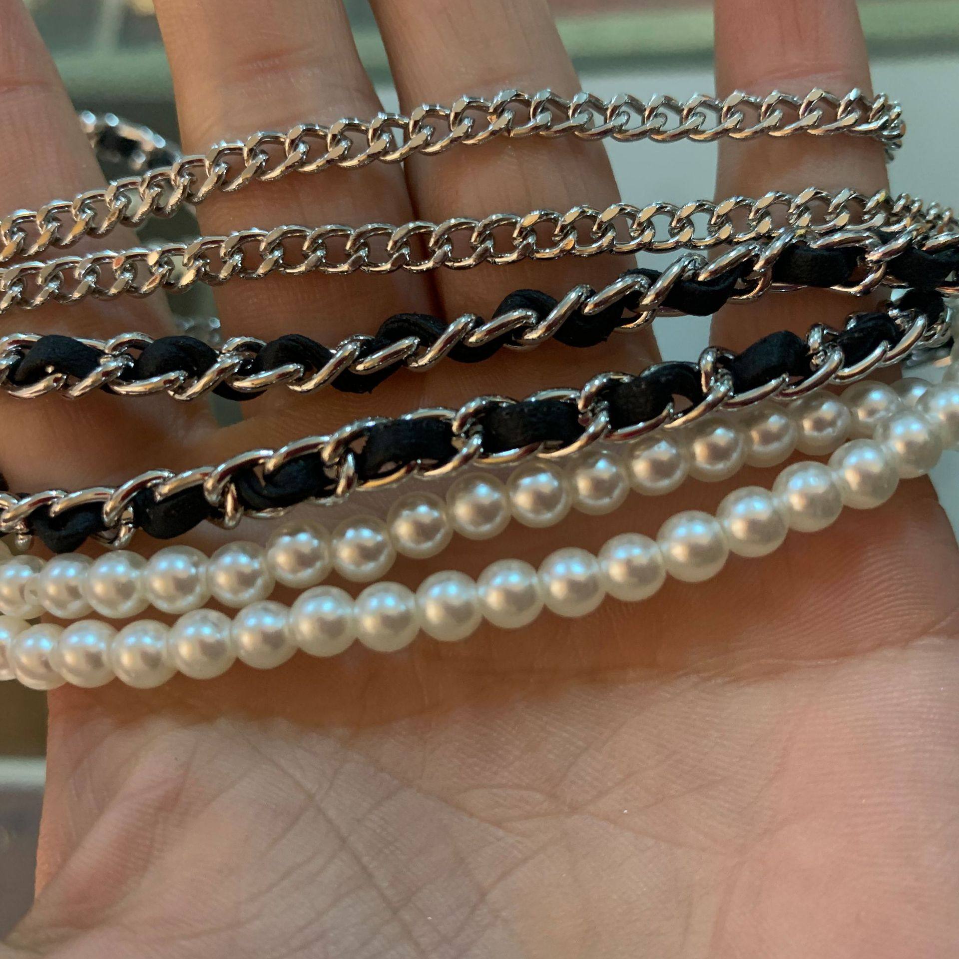 时尚新款眼镜配件串珠圆珠文艺挂链 丹维拉链条