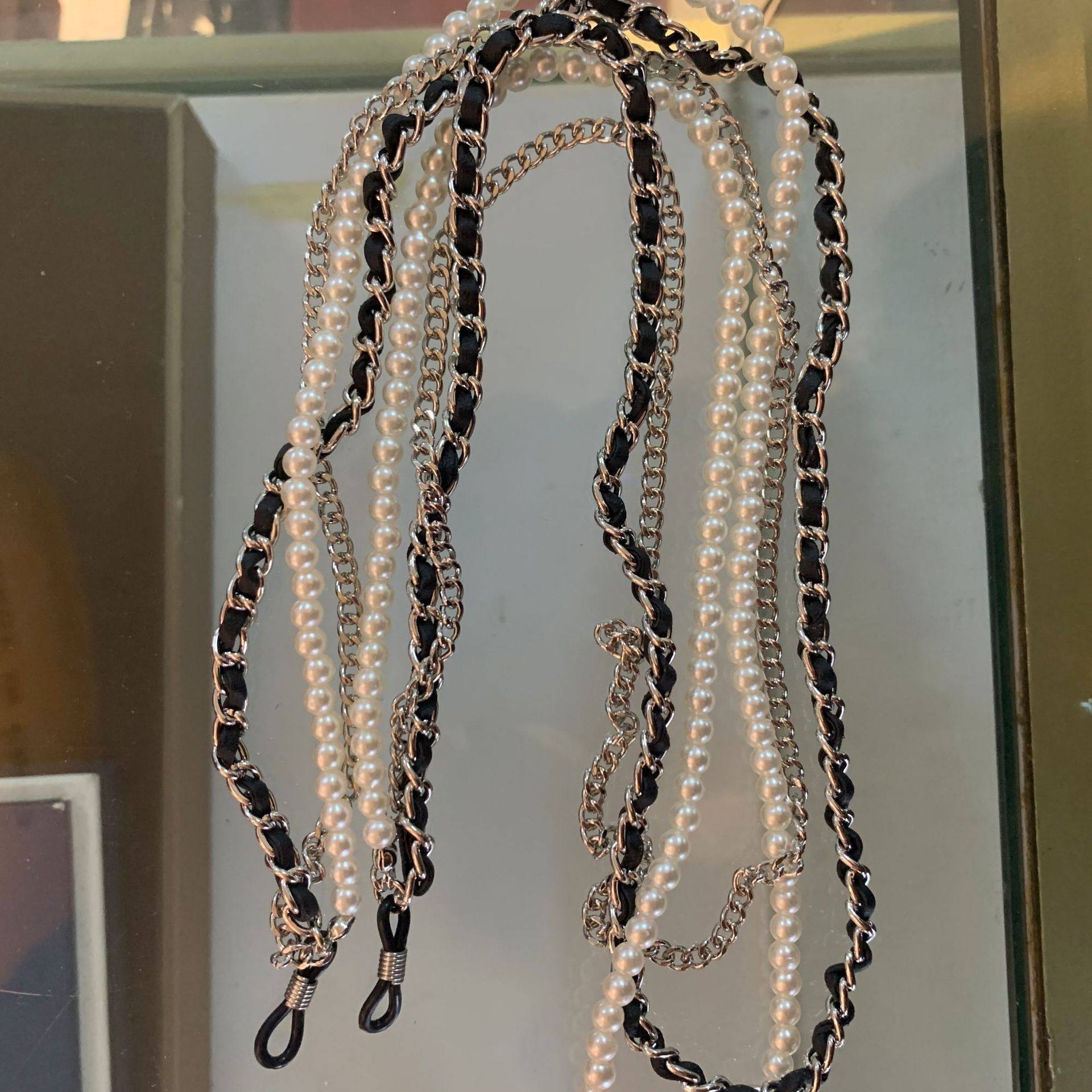 时尚新款眼镜配件串珠圆珠文艺挂链 丹维拉链条