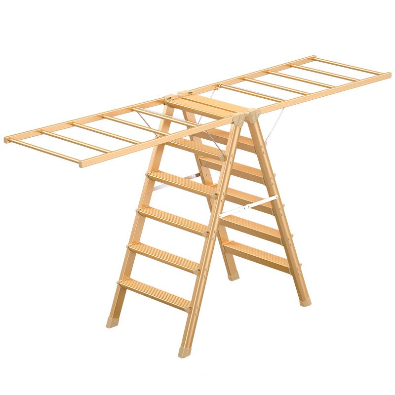 格美居梯子晾衣架两用加厚多功能晾晒梯家用折叠人字梯晒衣架楼梯 - 图3