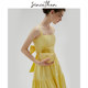 Sincethen yellow suspender skirt seaside long skirt women