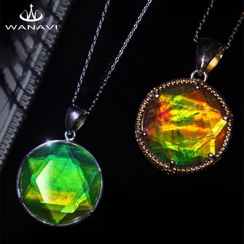 瓦萨比天然加拿大斑彩石吊坠女22mm定制原石大卫星戒面裸石送闺蜜 - 图0