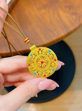 男女仿黄金色金刚杵八宝罗盘吊坠韦雪同款中式项链久不掉色毛衣链