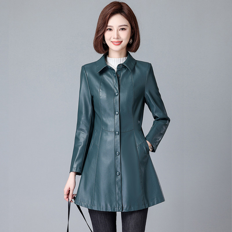 真皮皮衣女中长款秋冬新款海宁绵羊皮风衣女修身气质韩版外套高级,淘宝优惠券,粉丝福利购,淘宝优惠卷