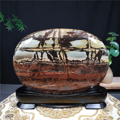 草花石屏风精品奇石摆件原石天然石头观赏水草石画收藏镇尺国画石 - 图1