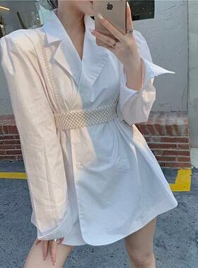 新款珍珠小吊带背心腰带女