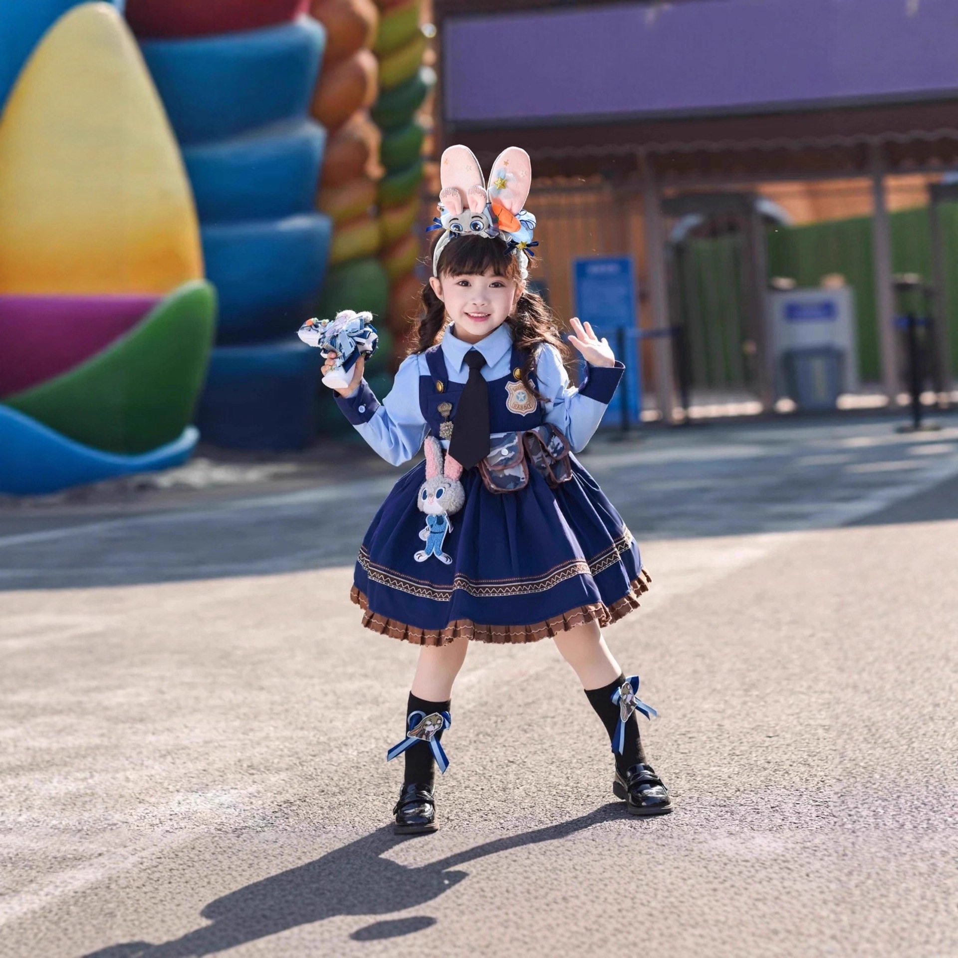 兔子警官裙子儿童加绒连衣裙朱迪衣服洛丽塔女孩礼服女童公主裙 - 图3