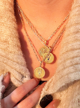 经典十二星座元素吊坠项链