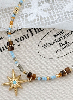 美拉德波西米亚太阳花锁骨链