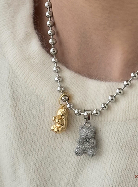 抱抱熊小熊项链女锁骨链颈链