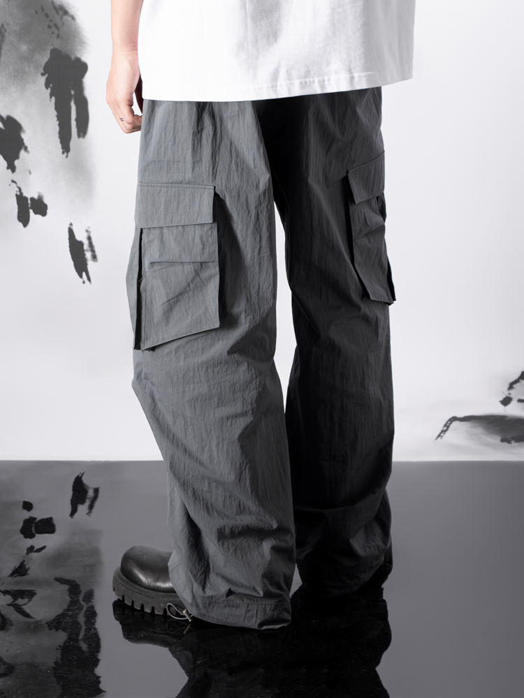 BSN1负一层 【龙鳞伞兵】国潮褶皱工装裤休闲长裤直筒裤男女 - 图2