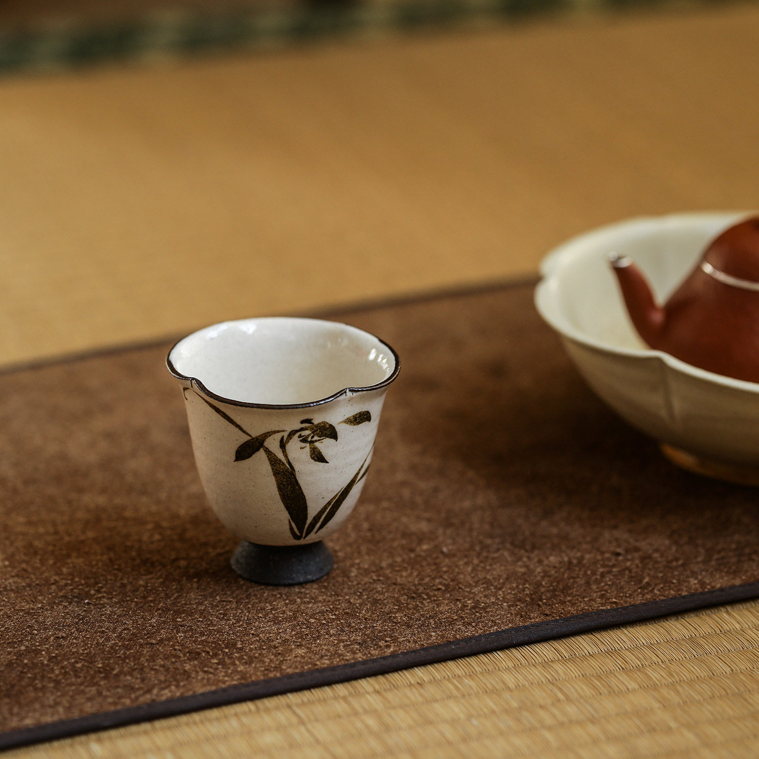 手绘花口陶泥主人杯单杯兰花复古茶杯功夫茶具杯子品茗杯陶瓷手工,淘宝优惠券,粉丝福利购,淘宝优惠卷