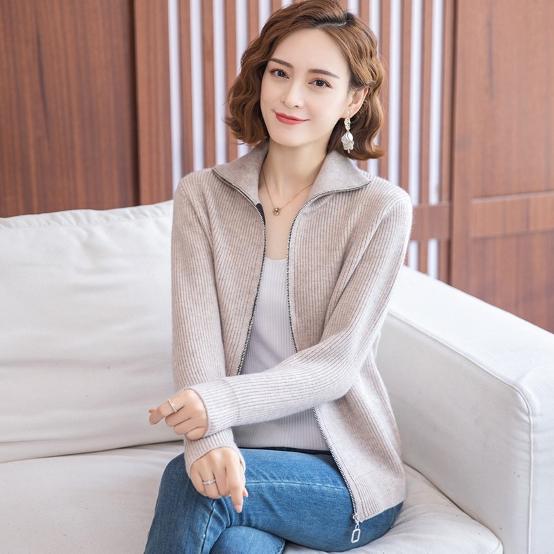 短外套秋季拉链2021年新款针织衫 如莉短外套