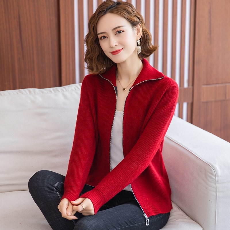 短外套秋季拉链2021年新款针织衫 如莉短外套