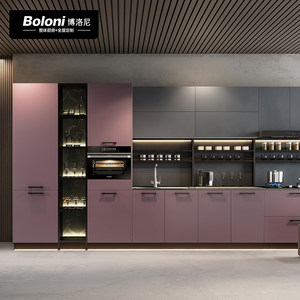 BOLONI博洛尼简约现代厨房开放式石英石台面整体橱柜定制订金真我