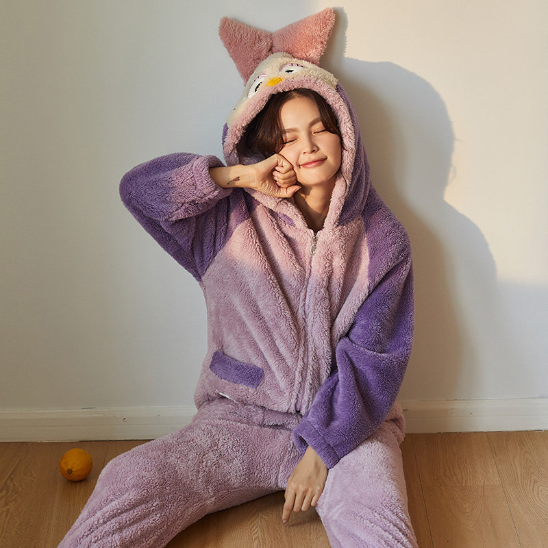 秋冬季连体卡通动漫可爱珊瑚绒睡衣 金喜彩本初睡衣/家居服套装