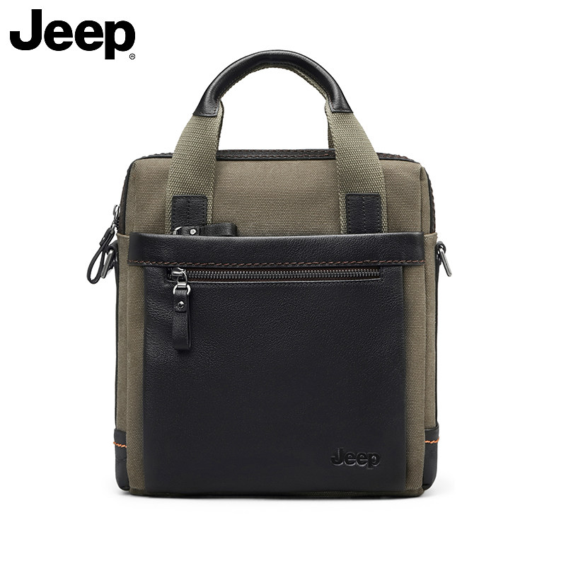 jeep男士竖款帆布公文包复古单肩包 jeep箱包男士包袋