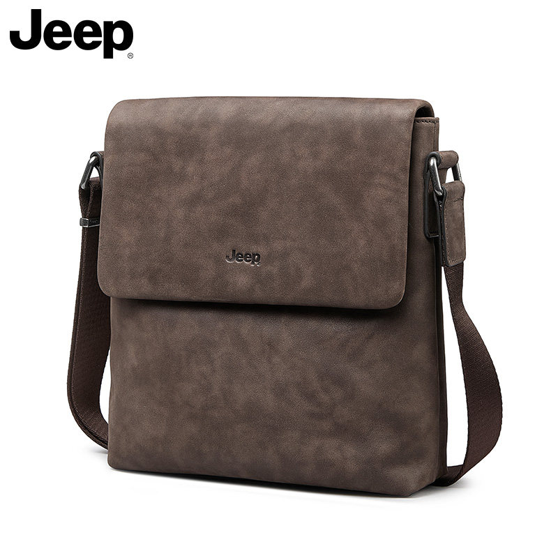 jeep男包单肩头层牛皮竖款斜挎包 jeep箱包男士包袋