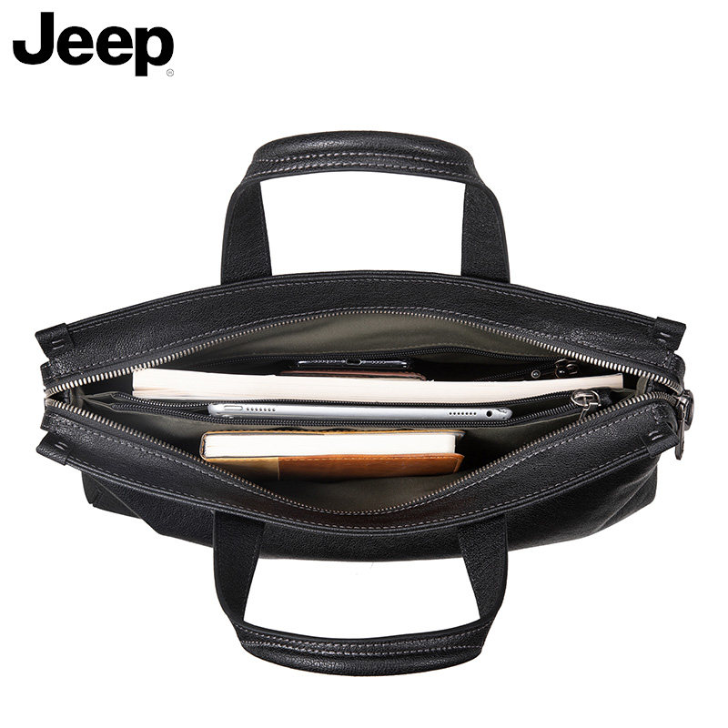 jeep真皮公文包男出差通勤男士包包 jeep箱包男士包袋