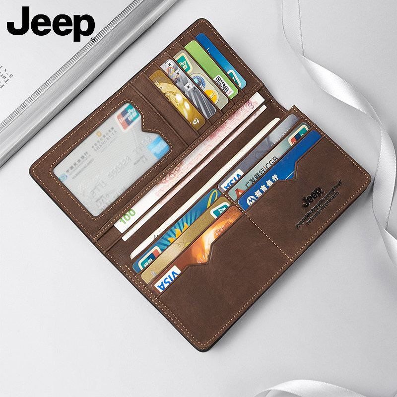 jeep2022新款男士长款真皮超薄钱包 jeep箱包钱包