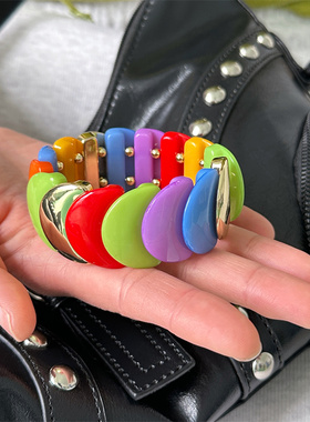 春日彩色圆形亮片手链女叠戴百搭