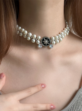 法式巴洛克风双层珍珠choker项链