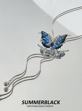 蝴蝶抽拉项链女锁骨链