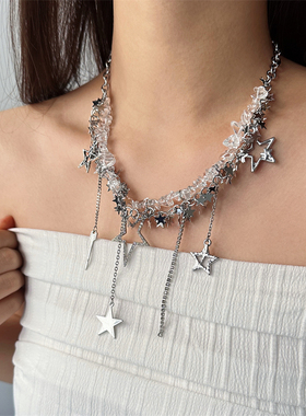 辣妹y2k亚文化繁星透明碎石流苏