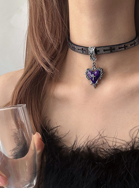 朋克暗黑风荆棘爱心十字架项圈