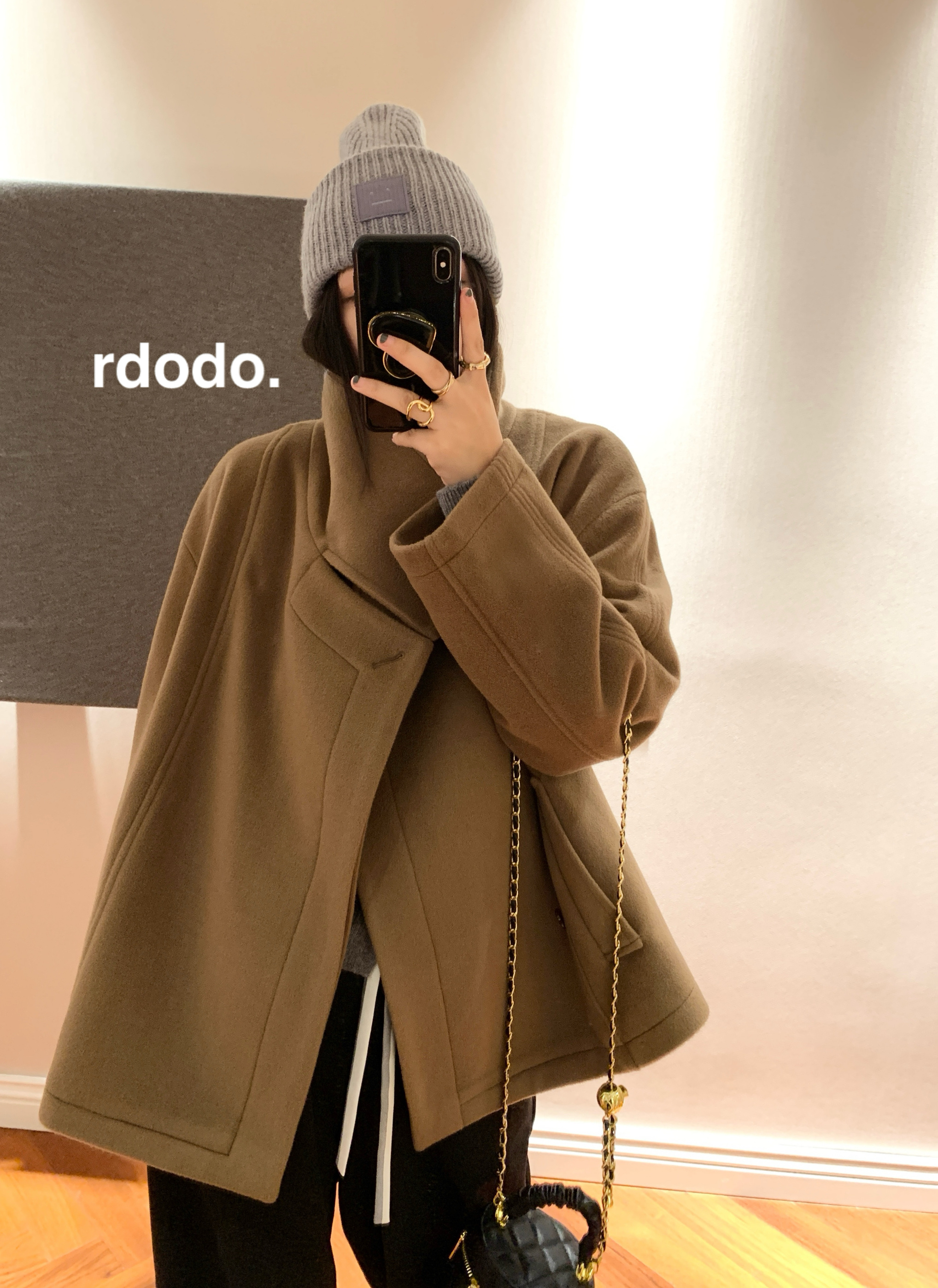 Rdodo自线你穿你也金敏喜同款lemaire山羊绒羊毛立领短款大衣厚款 - 图0