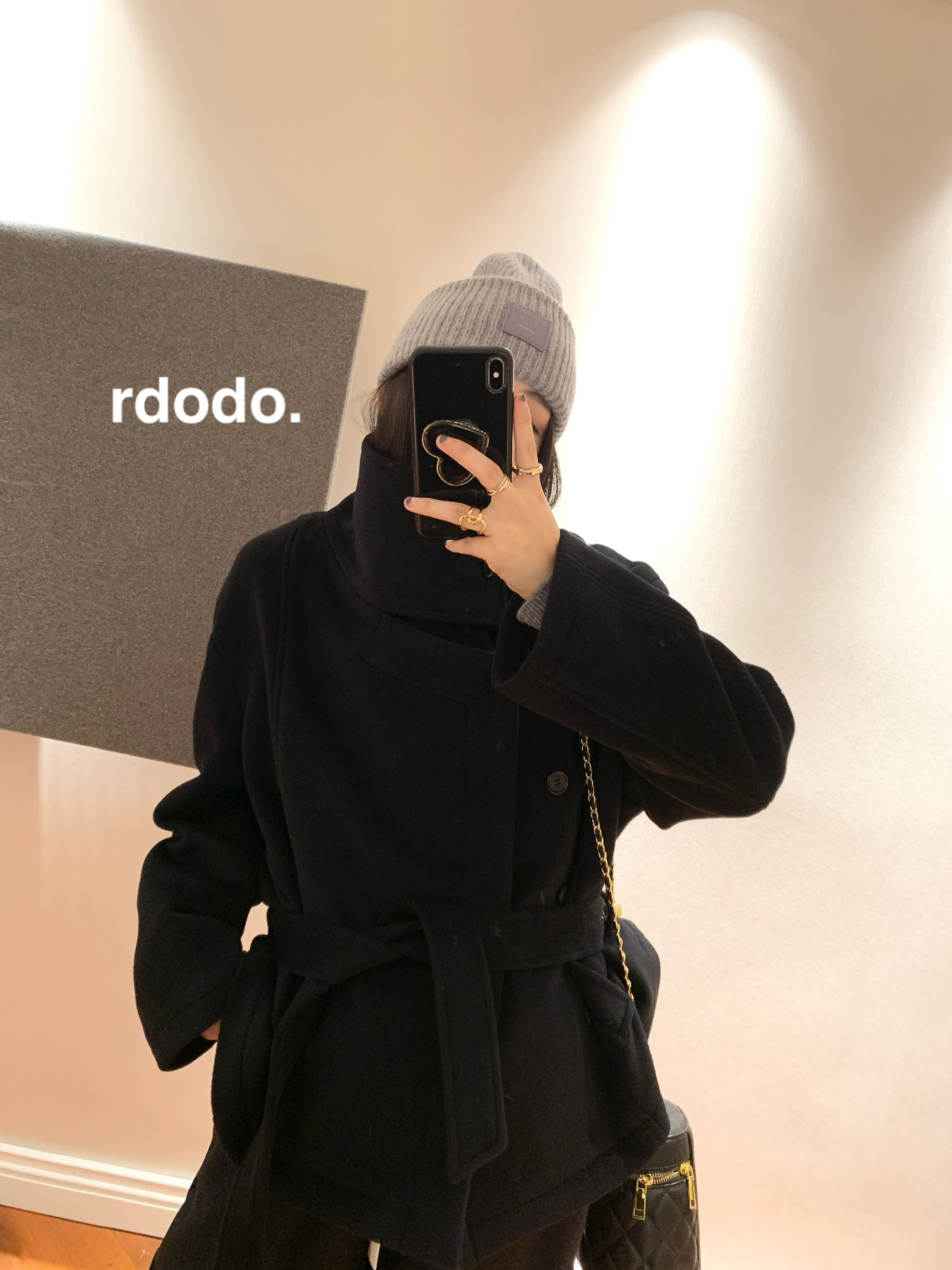 Rdodo自线你穿你也金敏喜同款lemaire山羊绒羊毛立领短款大衣厚款 - 图1