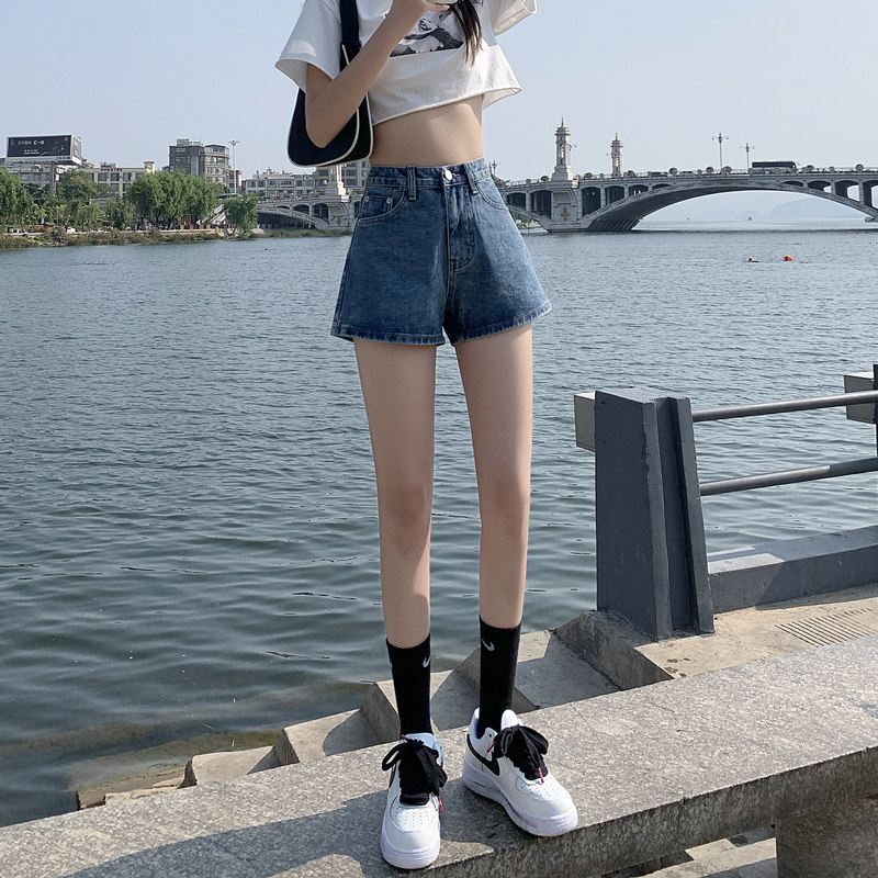 牛仔短裤女2023年新款夏季薄款高腰显瘦阔腿宽松a字超短热裤潮ins_虎窝淘