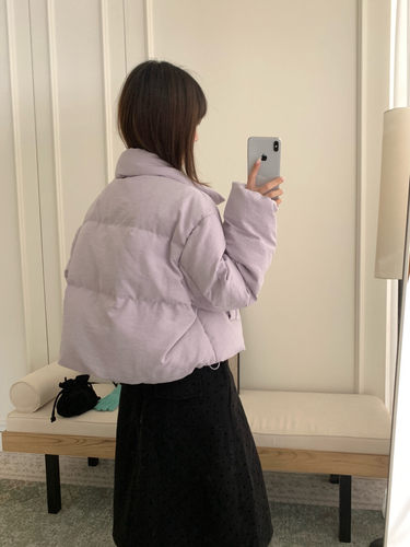 2025冬季新款韩版宽松显瘦百搭纯色绒面短款羽绒服女上衣 - 图1