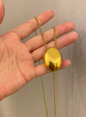 钛钢洗澡可带小众长款椭圆项链