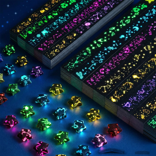 夜光星星折纸条玻璃瓶折星星专用纸幸运星许愿瓶空瓶渐变五角星条材料七夕520创意男朋友生日礼物儿童手工K1 - 图3