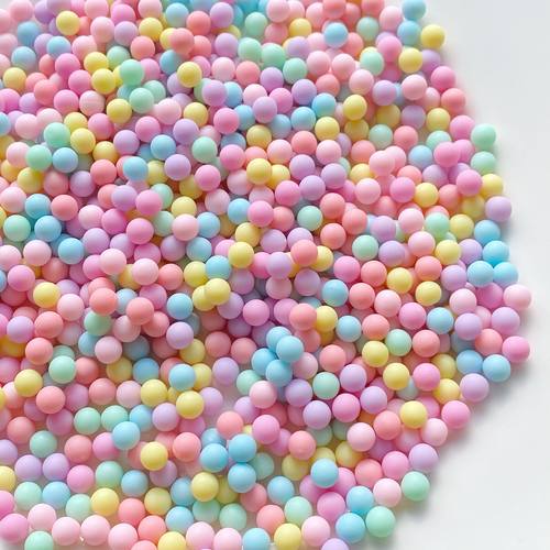 无孔磨砂马卡龙色珠子小圆球 手机壳奶油胶diy材料点缀装饰物配件 - 图1