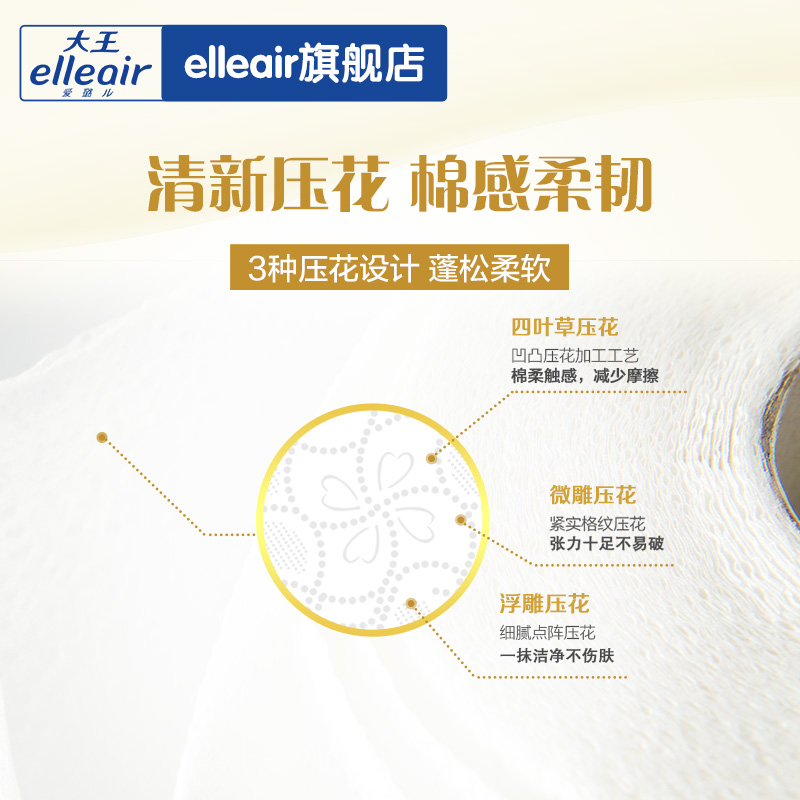 【可溶解卷筒纸】大王爱璐儿家用箱装 elleair卷筒纸