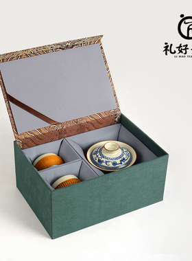 成都手作瓷胎竹编悬停青花盖碗竹丝扣瓷茶具特色四川礼物伴手礼